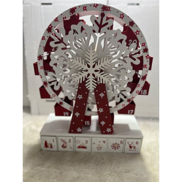 Red & White Snowflake Ferris Wheel Advent Calendar - Picture 3 of 4